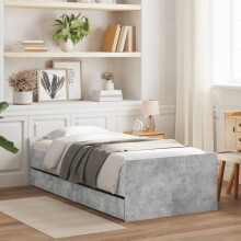 Berkfield Bed Frame without Mattress Concrete Grey 75x190 cm Small Single Small Single