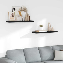 Berkfield Floating Wall Shelves 2 pcs Black 80x23.5x3.8 cm MDF