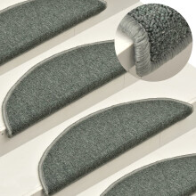 Berkfield Stair Mats 15 pcs 56x17x3 cm Dark Green Half Round