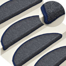 Berkfield Stair Mats 15 pcs 56x17x3 cm Dark Grey and Blue Half Round