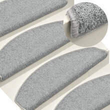 Berkfield Stair Mats 15 pcs 65x24x4 cm Light Grey Half Round Large