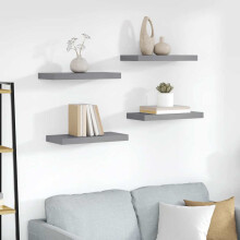 Berkfield Floating Wall Shelves 4 pcs Grey 50x23x3.8 cm MDF