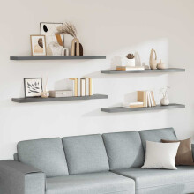 Berkfield Floating Wall Shelves 4 pcs Grey 120x23.5x3.8 cm MDF