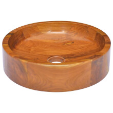 Berkfield Basin Solid Teak Wood Œ¶40x10 cm