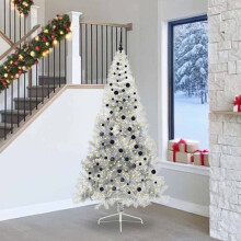 Berkfield Artificial Pre-lit Christmas Tree Silver 240 cm PET