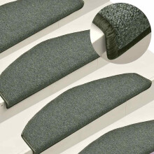 Berkfield Stair Mats 15 pcs 65x24x4 cm Dark Green Half Round Large