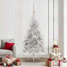 Berkfield Artificial Pre-lit Christmas Tree Silver 210 cm PET