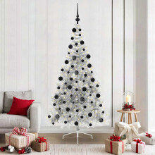 Berkfield Artificial Pre-lit Christmas Tree Silver 210 cm PET