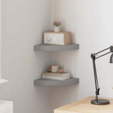 Berkfield Floating Corner Shelves 2 pcs Grey 25x25x3.8 cm MDF