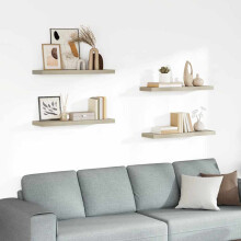 Berkfield Floating Wall Shelves 4 pcs Oak 80x23.5x3.8 cm MDF