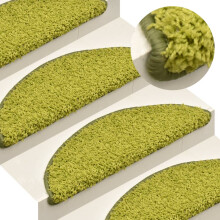 Berkfield Stair Mats 15 pcs 65x21x4 cm Green Half Round Large