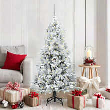 Berkfield Artificial Hinged Christmas Tree White 150 cm PE and PVC