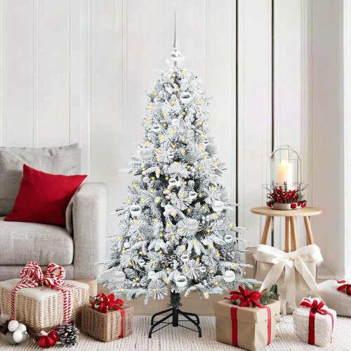 Berkfield Artificial Hinged Christmas Tree White 150 cm PE and PVC