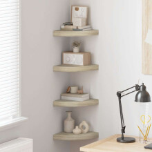 Berkfield Floating Corner Shelves 4 pcs Oak 25x25x3.8 cm MDF