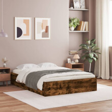 Berkfield Bed Frame with Drawers without Mattress Smoked Oak 135x190 cm Double