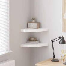 Berkfield Floating Corner Shelves 2 pcs High Gloss White 35x35x3.8 cm MDF