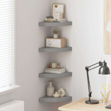 Berkfield Floating Corner Shelves 4 pcs Grey 25x25x3.8 cm MDF