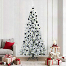 Berkfield Artificial Hinged Christmas Tree White 210 cm PE and PVC