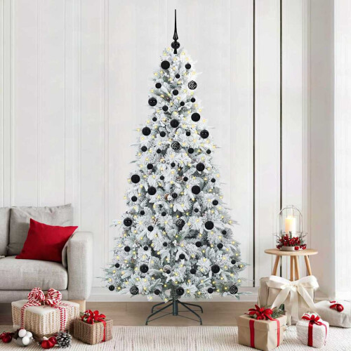 Berkfield Artificial Hinged Christmas Tree White 210 cm PE and PVC