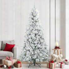 Berkfield Artificial Hinged Christmas Tree White 240 cm PE and PVC
