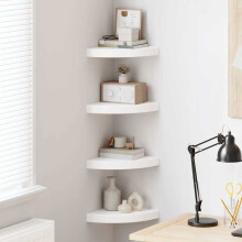Berkfield Floating Corner Shelves 4 pcs High Gloss White 25x25x3.8 cm MDF