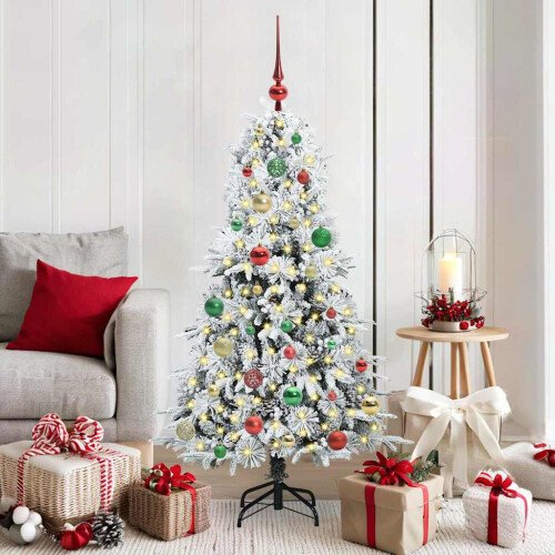 Berkfield Artificial Hinged Christmas Tree White 150 cm PE and PVC