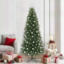 Berkfield Artificial Christmas Tree with 300 LEDs Green 210 cm PE and PVC