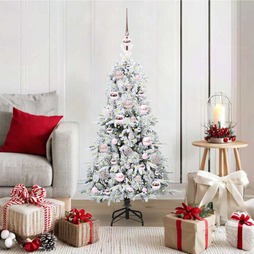 Berkfield Artificial Hinged Christmas Tree White 120 cm PE and PVC
