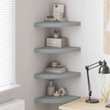 Berkfield Floating Corner Shelves 4 pcs Grey 35x35x3.8 cm MDF