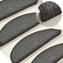 Berkfield Stair Mats 15 pcs 56x17x3 cm Dark Grey Half Round