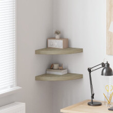 Berkfield Floating Corner Shelves 2 pcs Oak 35x35x3.8 cm MDF