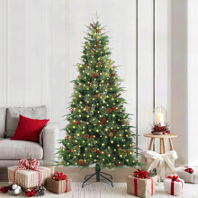 Berkfield Artificial Hinged Christmas Tree Green 210 cm PE and PVC