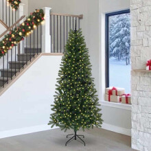 Berkfield Artificial Christmas Tree with 300 LEDs Green 240 cm PE and PVC