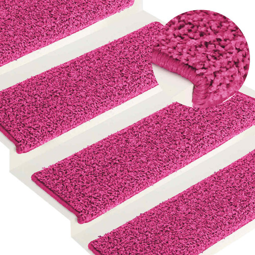 Berkfield Stair Mats 15 pcs 65x21x4 cm Pink Rectangular Edge