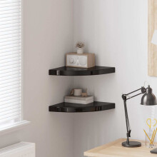 Berkfield Floating Corner Shelves 2 pcs High Gloss Black 35x35x3.8 cm MDF