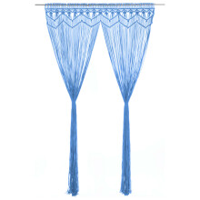 Berkfield Macrame Curtain Blue 140x240 cm Cotton