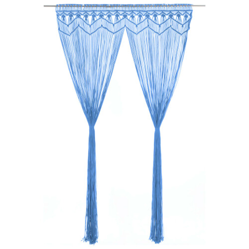 Berkfield Macrame Curtain Blue 140x240 cm Cotton