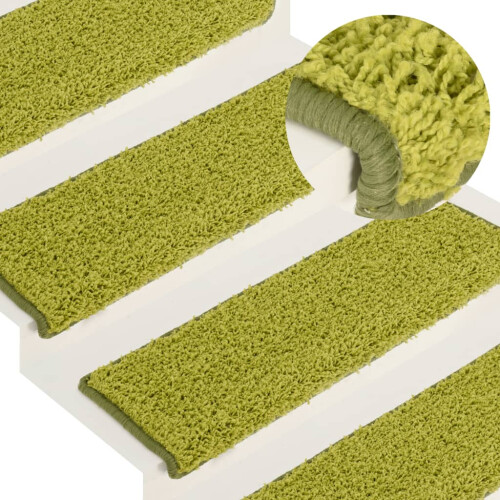 Berkfield Stair Mats 15 pcs 65x21x4 cm Green Rectangular Edge