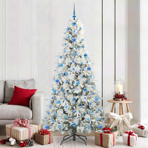 Berkfield Artificial Hinged Christmas Tree White 210 cm PE and PVC