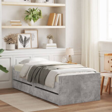 Berkfield Bed Frame without Mattress Concrete Grey 75x190 cm Small Single Small Single