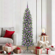 Berkfield Artificial Slim Christmas Tree Green and White 180 cm