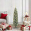 Berkfield Artificial Slim Christmas Tree Green and White 120 cm 1
