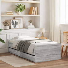 Berkfield Bed Frame without Mattress Grey Sonoma 75x190 cm Small Single Small Single
