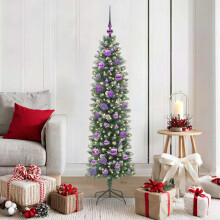 Berkfield Artificial Slim Christmas Tree Green and White 150 cm