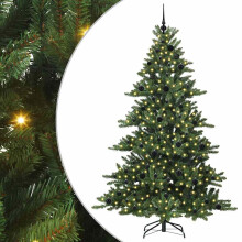 Berkfield Artificial Hinged Christmas Tree Green 210 cm PVC and Steel