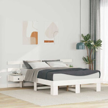 Berkfield Bed Frame with Headboard White 135 x 190 cm Solid Pine Wood