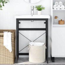 Berkfield Bathroom Washbasin Frame Black 59x38x83 cm Iron