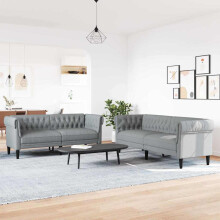Berkfield Living Room Couch 2 pcs Light Grey 201.5 x 74.5 x 74.5 cm