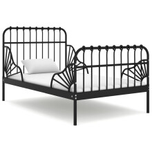 Berkfield Extendable Bed Frame without Mattress Black Metal 80x130/200 cm