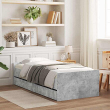 Berkfield Bed Frame with Drawers without Mattress Concrete Grey 90x190 cm Single
